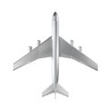 Silver passenger aircraft. Airplane from silver metal isolated on white background. 3d illustration