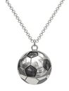 Silver pendant in shape of soccer ball on chain