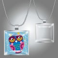 Silver pendant with square clear glass cabochon for your picture