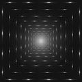 Silver perspective abstract tunnel, shades of grey punctuated square lines background Royalty Free Stock Photo