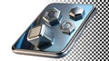 Silver phone tablet, metallic tablet, digital device, tech tablet, silver gadget png transparent image Generative AI