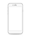 Silver phone white screen realistic vector