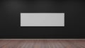 Silver photo frame on black wall 3d render Royalty Free Stock Photo
