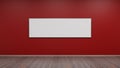 Silver photo frame on red wall 3d render