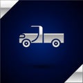 Silver Pickup truck icon isolated on dark blue background. Vector Illustration Royalty Free Stock Photo