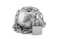 Silver piggy bank secured with padlock Royalty Free Stock Photo