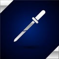 Silver Pipette icon isolated on dark blue background. Element of medical, chemistry lab equipment. Medicine symbol