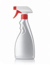 Silver Plastic Trigger Spray Bottle with Red and White Nozzle Isolated Royalty Free Stock Photo