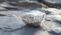 Silver Or Platinum Lump Resting On The Surface Of A Stone Floor - A Precious Metal Sitting Casually Royalty Free Stock Photo