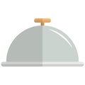 Silver platter icon, flat vector isolated illustration. Restaurant cloche, waiter tray with dome lid.