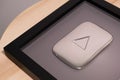 Silver play button award for youtube creators with 100,000 subscribers