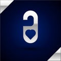 Silver Please do not disturb with heart icon isolated on dark blue background. 8 March. International Happy Women Day Royalty Free Stock Photo