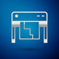 Silver Plotter icon isolated on blue background. Large format multifunction printer. Polygraphy, printshop service Royalty Free Stock Photo
