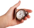 Silver pocket watch in hand Royalty Free Stock Photo