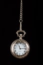 Silver pocket watch hang on chain Royalty Free Stock Photo