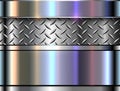 Silver polished steel texture background, shiny chrome metallic with diamond plate iridescence texture