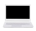 Silver portable ultra thin laptop. Isolated. Front view.