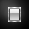 Silver Postal stamp icon isolated on black background. Long shadow style. Vector Royalty Free Stock Photo