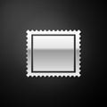 Silver Postal stamp icon isolated on black background. Long shadow style. Vector Royalty Free Stock Photo