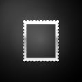 Silver Postal stamp icon isolated on black background. Long shadow style. Vector Royalty Free Stock Photo