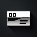 Silver Postcard travel icon isolated on black background. Long shadow style. Vector Royalty Free Stock Photo