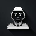 Silver Priest icon isolated on black background. Long shadow style. Vector