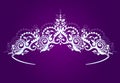 Silver princess diadem on a dark background. The pearl crown. Vector illustration. Royalty Free Stock Photo