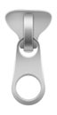 Silver puller clasp. Realistic metal zipper clasp
