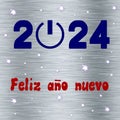 Silver square wish card new year in spanish in red and blue with stars and symbol \