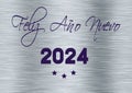 Silver wish card new year 2024 in spanish in purple with 3 stars