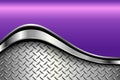 Silver purple metal background, 3D polished chrome metallic and shiny diamond plate texture Royalty Free Stock Photo