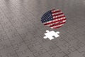 Silver Puzzle plane for USA Flag to Brain