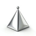 A silver pyramid isolated in white studio background