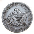 1857 Silver Quarter Dollar USA Coin Royalty Free Stock Photo