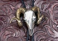 Silver Ram Head Indian Bolo Tie.