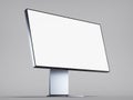 Silver realistic blank modern monitor on grey background. 3d rendering