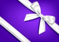 Silver realistic gift bow with horizontal ribbon Royalty Free Stock Photo