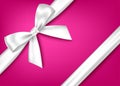 Silver realistic gift bow with horizontal ribbon Royalty Free Stock Photo