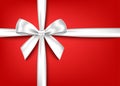 Silver realistic gift bow with horizontal ribbon Royalty Free Stock Photo