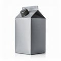 Silver Rectangular Milk Carton Container with Black Cap Isolated on White Royalty Free Stock Photo