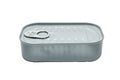Silver rectangular tin can, Empty, For fish Royalty Free Stock Photo