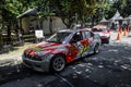 Silver and red BMW 325i E46 drift car in Indonesia drift series event