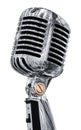 Silver retro microphone isolated on white background with clipping path Royalty Free Stock Photo