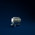 Silver Retro minivan icon isolated on blue background. Old retro classic traveling van. Minimalism concept. 3d Royalty Free Stock Photo