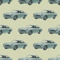 Silver retro sport car. Seamless pattern with car.