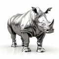 Silver Rhino 3d Model With Precisionism Influence