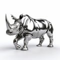 Silver Rhino 3d Rendering With Precisionism Influence