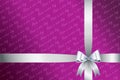 Silver Ribbon luxury gift wrap purple card or violet background Royalty Free Stock Photo