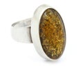Silver ring with amber Royalty Free Stock Photo