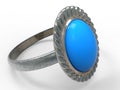 Silver Ring With Blue Gem